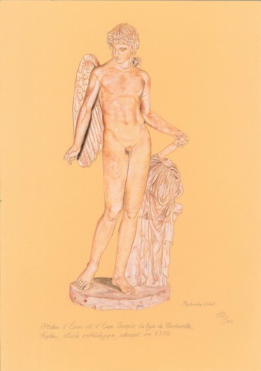 Zeichnungen mit dem Titel "Eros dit Eros Farnè…" von Alexandra Smis, Original-Kunstwerk, Conté-Buntstifte