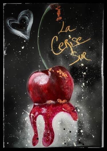 La cerise sur le gâteau Peinture intitulée "La cerise sur le gâ…" par Alexandra Torres Herrero, Œuvre d'art originale, Encre