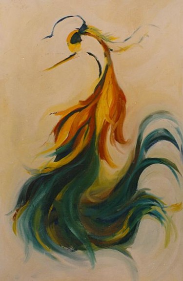 Painting titled "Phoenix" by Matei Vladutescu, Original Artwork, Oil