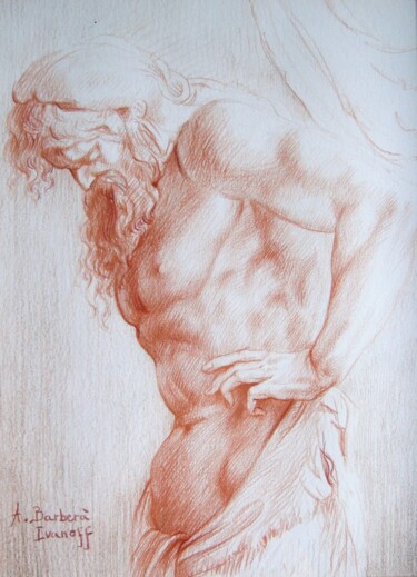 Disegno intitolato "Etude pour les Atla…" da Alexandre Barberà-Ivanoff, Opera d'arte originale, Gesso