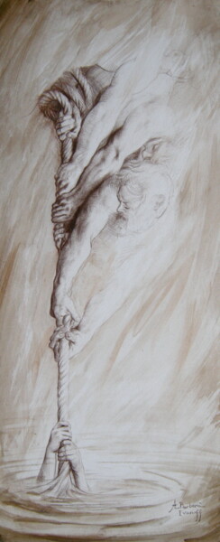 Tekening getiteld "L'initiation - Dess…" door Alexandre Barberà-Ivanoff, Origineel Kunstwerk, Krijt