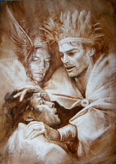Disegno intitolato "Un honorable commen…" da Alexandre Barberà-Ivanoff, Opera d'arte originale, Matite colorate