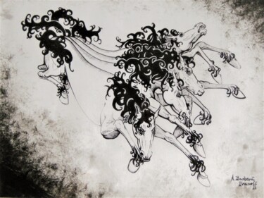 Desenho intitulada "Quadrige" por Alexandre Barberà-Ivanoff, Obras de arte originais, Tinta