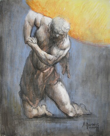 Dessin intitulée "Etude pour les "Atl…" par Alexandre Barberà-Ivanoff, Œuvre d'art originale, Encre
