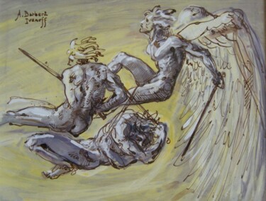 Disegno intitolato "Etude pour Isaïe XX…" da Alexandre Barberà-Ivanoff, Opera d'arte originale, Inchiostro Montato su Altro…