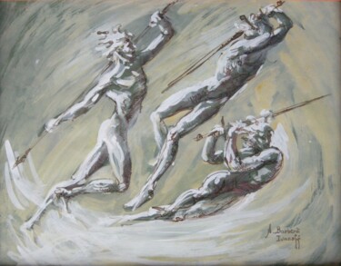 Drawing titled "Etude pour Isaïe XX…" by Alexandre Barberà-Ivanoff, Original Artwork, Ink Mounted on Other rigid panel