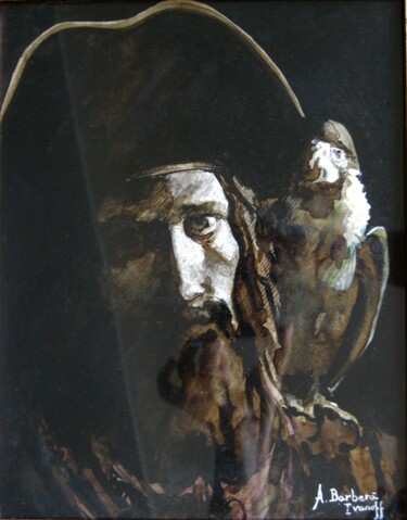 Painting titled "Le confident" by Alexandre Barberà-Ivanoff, Original Artwork, Ink
