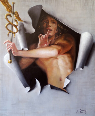 Pittura intitolato "Hermès émergeant" da Alexandre Barberà-Ivanoff, Opera d'arte originale, Olio