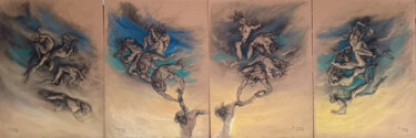 Рисунок под названием "Les Anges du Sceptr…" - Alexandre Barberà-Ivanoff, Подлинное произведение искусства, Древесный уголь