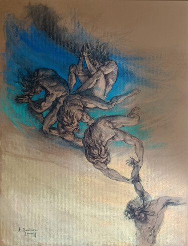 Disegno intitolato "Les Anges du Sceptr…" da Alexandre Barberà-Ivanoff, Opera d'arte originale, Carbone