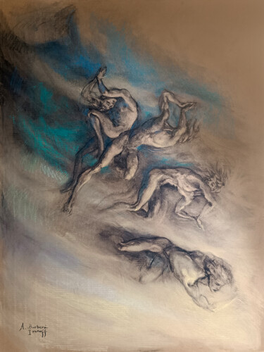 Drawing titled "Les Anges du Sceptr…" by Alexandre Barberà-Ivanoff, Original Artwork, Charcoal