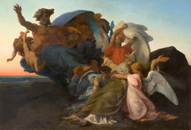 Schilderij getiteld "La mort de Moïse" door Alexandre Cabanel, Origineel Kunstwerk, Olie