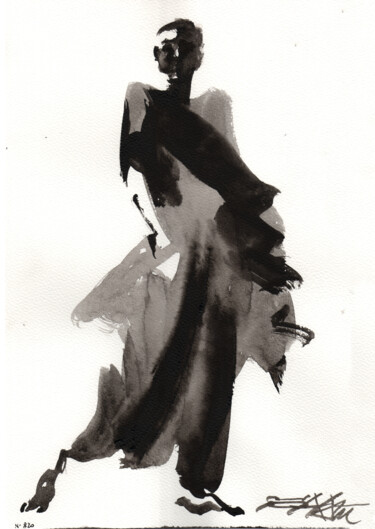 N°820 Dance. ALE. Encre de Chine Peinture intitulée "N°820 Dance. ALE. E…" par Alexandre Dumitrescu (Sandu Dumitrescu), Œuvre d'art originale, Encre