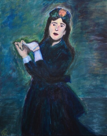 Schilderij getiteld "La dame aux gants (…" door Alexandre David Lejuez, Origineel Kunstwerk, Acryl Gemonteerd op Frame voor…