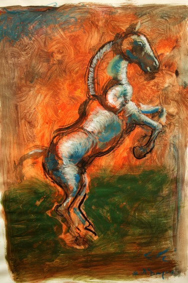 Malerei mit dem Titel "L'incendie" von Alexandre Domjan, Original-Kunstwerk
