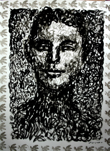Dessin intitulée "Tête de jeune homme…" par Alexandre Domjan, Œuvre d'art originale, Encre