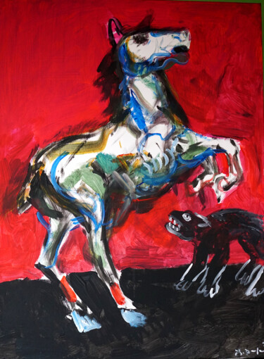 Картина под названием "Frayeur" - Alexandre Domjan, Подлинное произведение искусства, Акрил Установлен на Деревянная рама дл…