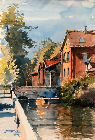 Painting titled "N°537 – Guyancourt…" by Alexandre Dumitrescu, Original Artwork, Watercolor