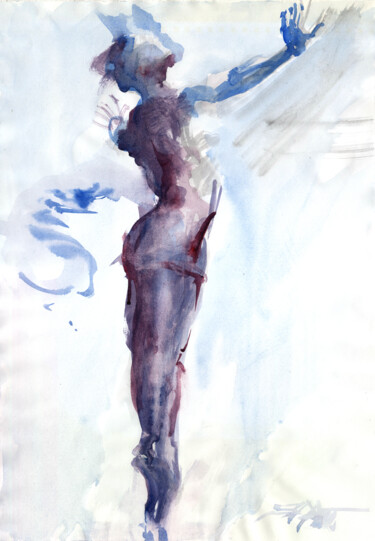 Painting titled "N°617 Ballet" by Alexandre Dumitrescu, Original Artwork, Watercolor