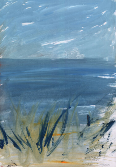 Painting titled "N°435 Paysage marin…" by Alexandre Dumitrescu, Original Artwork, Gouache