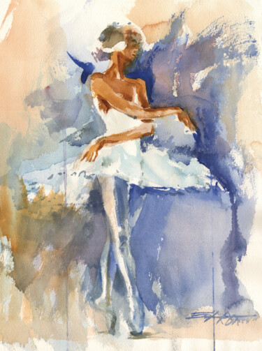 Painting titled "N°643 Ballet" by Alexandre Dumitrescu, Original Artwork, Watercolor