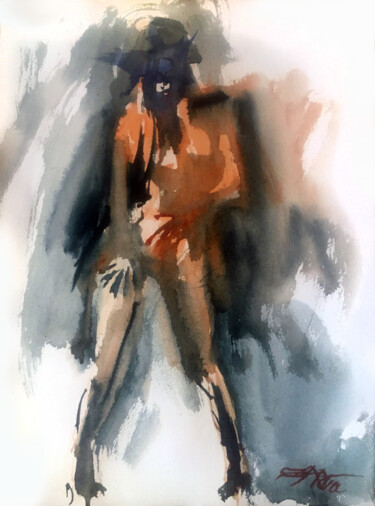 Painting titled "N° 657 Cabaret" by Alexandre Dumitrescu, Original Artwork, Watercolor