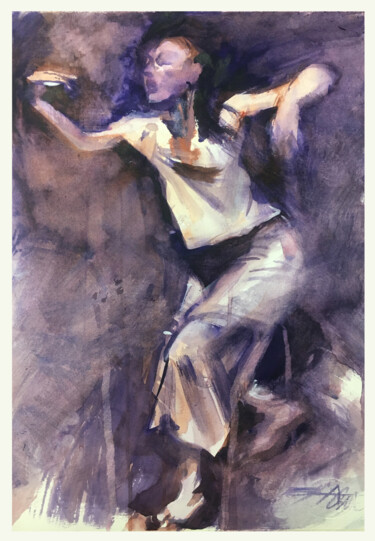 Картина под названием "N°747 Lico dance IM…" - Alexandre Dumitrescu, Подлинное произведение искусства, Акварель