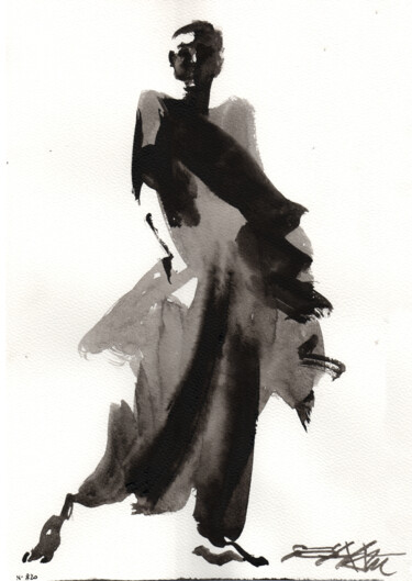 Painting titled "N°820 Dance. Ana Le…" by Alexandre Dumitrescu, Original Artwork, Ink