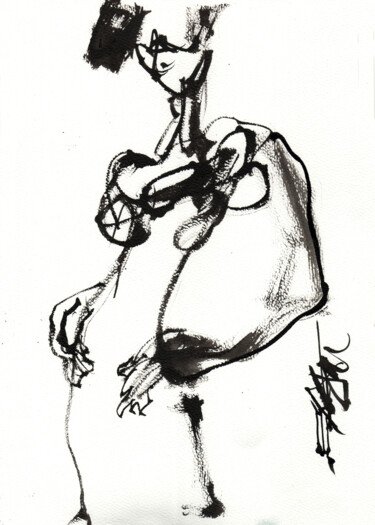 Картина под названием "N°890 Posture" - Alexandre Dumitrescu, Подлинное произведение искусства, Акварель