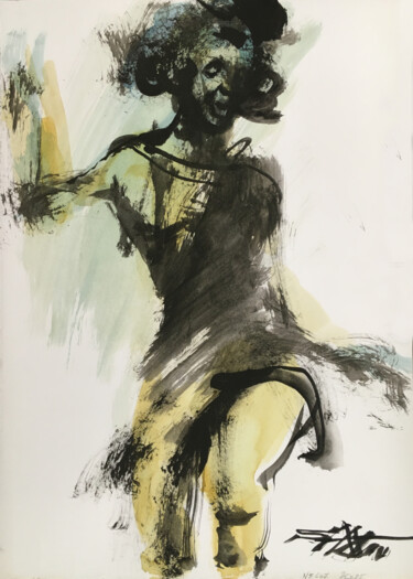 Painting titled "N°667 Dance" by Alexandre Dumitrescu, Original Artwork, Watercolor