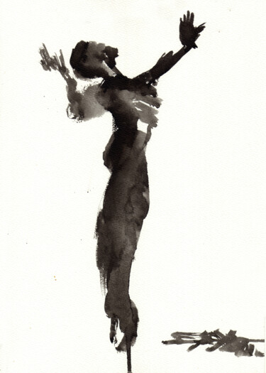 Painting titled "N°811 Dance" by Alexandre Dumitrescu, Original Artwork, Ink