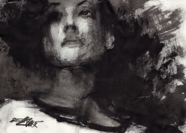 Pittura intitolato "Portrait de femme N…" da Alexandre Dumitrescu, Opera d'arte originale, Inchiostro