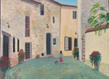 Painting titled "casario colonial" by Alexandre Germano, Original Artwork, Oil