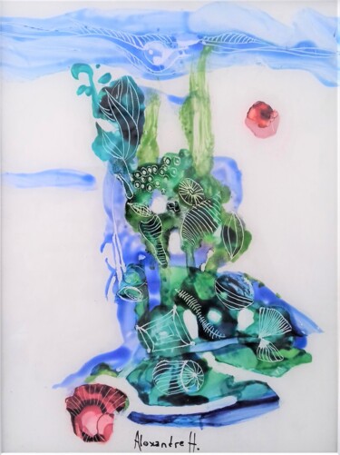 Schilderij getiteld "Oasis sous la mer…" door Alexandre H., Origineel Kunstwerk, Acryl