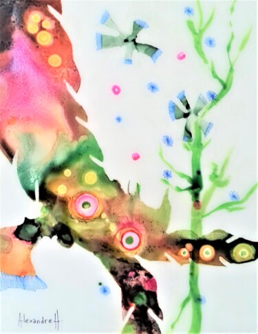 Malarstwo zatytułowany „Lichens 2” autorstwa Alexandre H., Oryginalna praca, Akryl Zamontowany na Karton