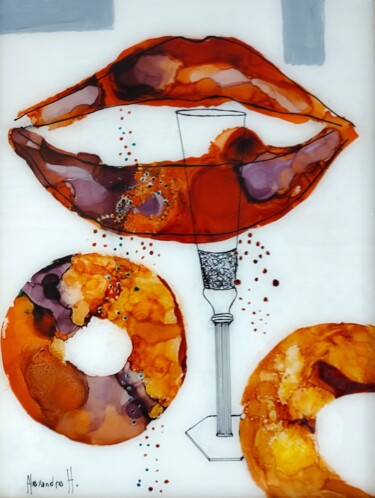 Картина под названием "Le goût du champagne" - Alexandre H., Подлинное произведение искусства, Акрил