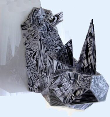 Skulptur mit dem Titel "Rhinocéros" von Alexandre H., Original-Kunstwerk, Glas