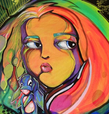 Pintura titulada "La petite fille et…" por Alexandre Iannantuoni, Obra de arte original, Acrílico