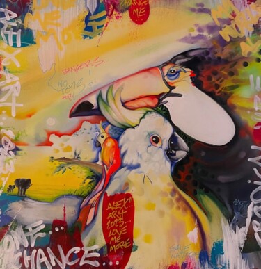 Malarstwo zatytułowany „La jungle” autorstwa Alexandre Iannantuoni, Oryginalna praca, Akryl Zamontowany na Drewniana rama no…