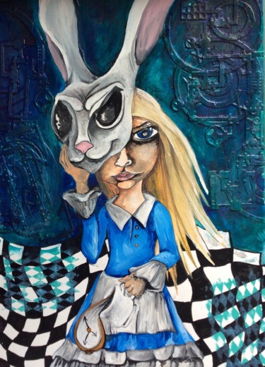 Painting titled "Alice est le lapin.…" by Alexandre Le Saint, Original Artwork, Acrylic