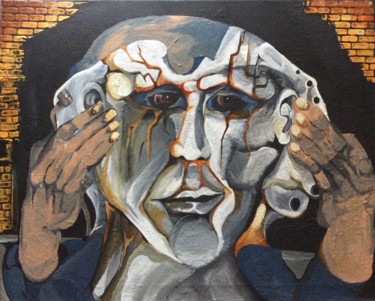 Peinture intitulée "Le masque de nous-m…" par Alexandre Le Saint, Œuvre d'art originale, Acrylique