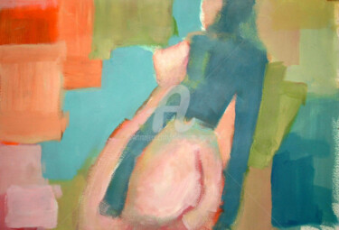 Painting titled "Nu bleu" by Alexandre Lepage, Original Artwork, Acrylic