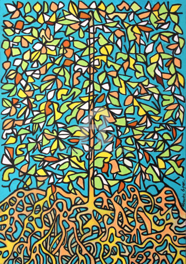 Painting titled "Tree of life" by Alexandre Lepage, Original Artwork, Acrylic