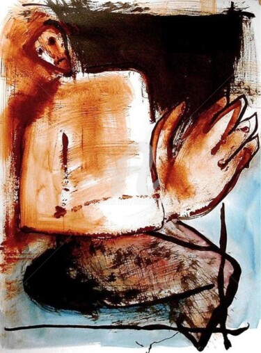 Malerei mit dem Titel "Bas les masques !" von Alexandre Lepage, Original-Kunstwerk, Acryl