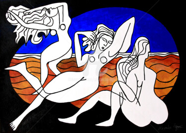 Malerei mit dem Titel "Au bord de la mer..." von Alexandre Lepage, Original-Kunstwerk, Acryl