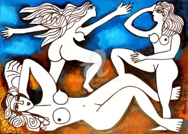 Pintura intitulada "Jeux de plage" por Alexandre Lepage, Obras de arte originais, Acrílico