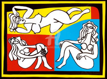 Malerei mit dem Titel "La sieste II" von Alexandre Lepage, Original-Kunstwerk, Collagen