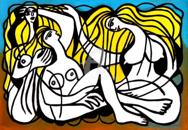 Pintura titulada "Jeux de plage II" por Alexandre Lepage, Obra de arte original, Acrílico