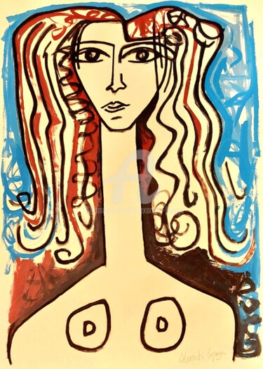 Картина под названием "Déesse" - Alexandre Lepage, Подлинное произведение искусства, Акрил