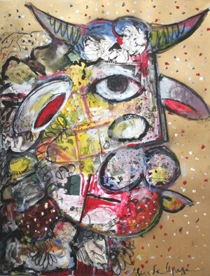 Painting titled "El toro" by Alexandre Lepage, Original Artwork, Acrylic